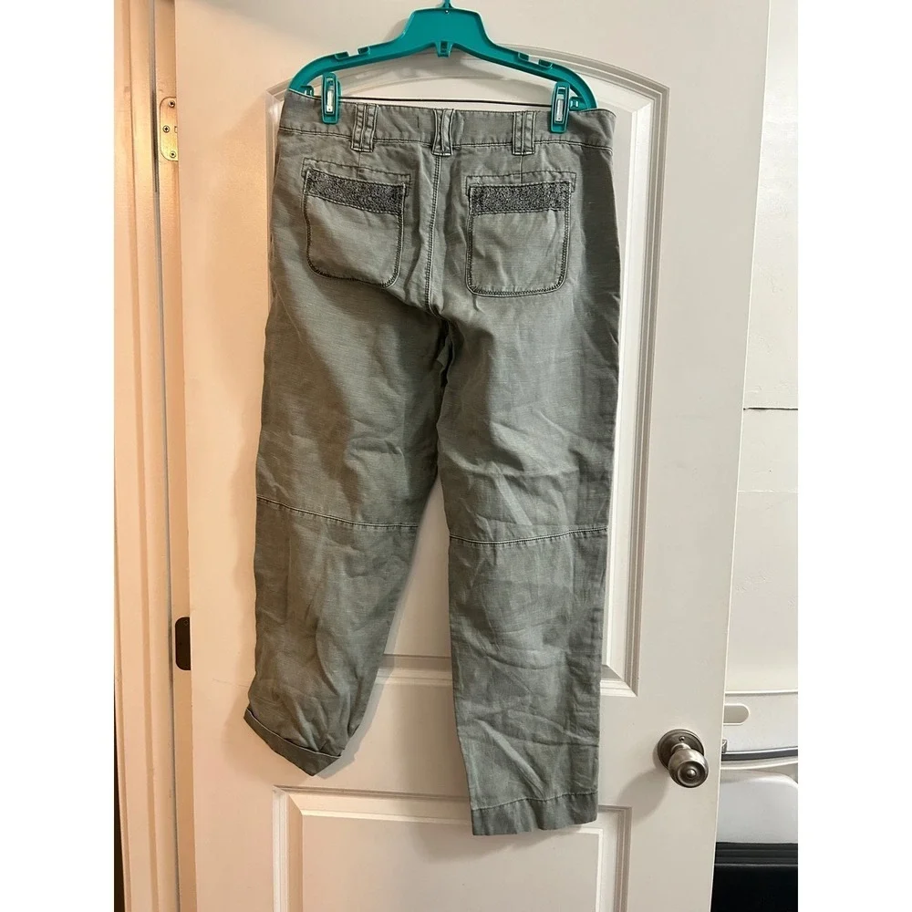 Sundance Womens Sage Green Linen Blend Pants Sz 12 - Picture 2 of 11